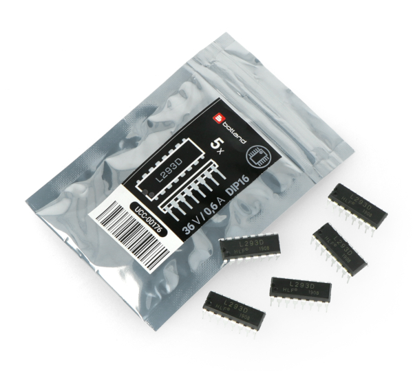 L293D - Zweikanaltreiber für Motoren 36V / 0,6A - 5 Stk.
