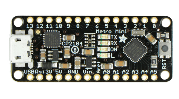 Adafruit Metro Mini 328 - Scheda Microcontrollore 5V 16MHz, ATmega328, Compatibile Con USB, Logica 5V/3.3V