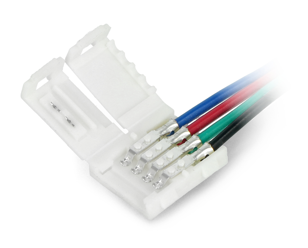Stecker für LED-Streifen und Streifen RGB 10 mm 4-polig mit einer Klemme -  14 cm