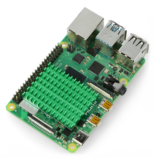 40 x 30 x 5 mm Kühlkörper, montiert am Raspberry Pi 4B