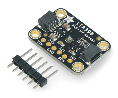 Das Set enthält auch einen Godpin-Streifen, Raster 2,54 mm, der auf die Lötpads des Sensors gelötet werden sollte.