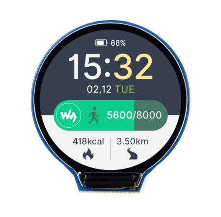 Allgemeines LCD - rundes Display von Waveshare mit einer Diagonale von 1,28 ''.