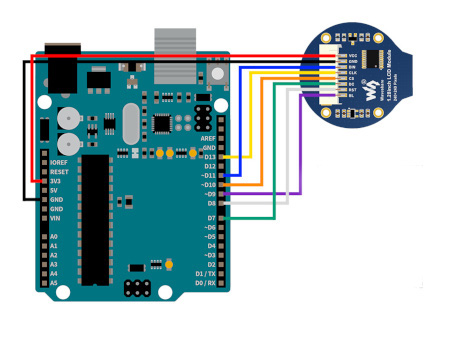 Anschlussplan der Generalanzeige mit dem Arduino-Board.