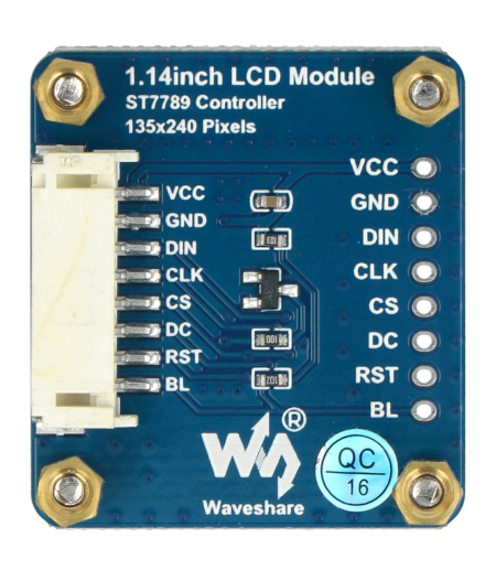 Das Display ist mit dem ST7789 Chip ausgestattet.