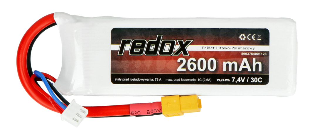 Li-Pol Redox 2600mAh 30C 2S 7,4V Paket