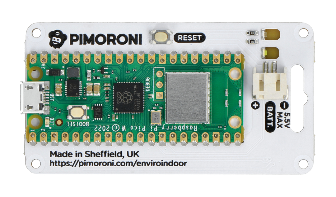 Enviro Indoor mit Raspberry Pi Pico W - Modul mit BME688 und BH1745 Sensor  - Pimoroni PIM630*