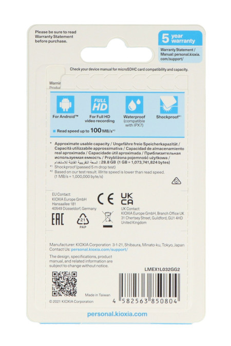 Kioxia Exceria G1 microSD 32 GB Speicherkarte - mit Adapter