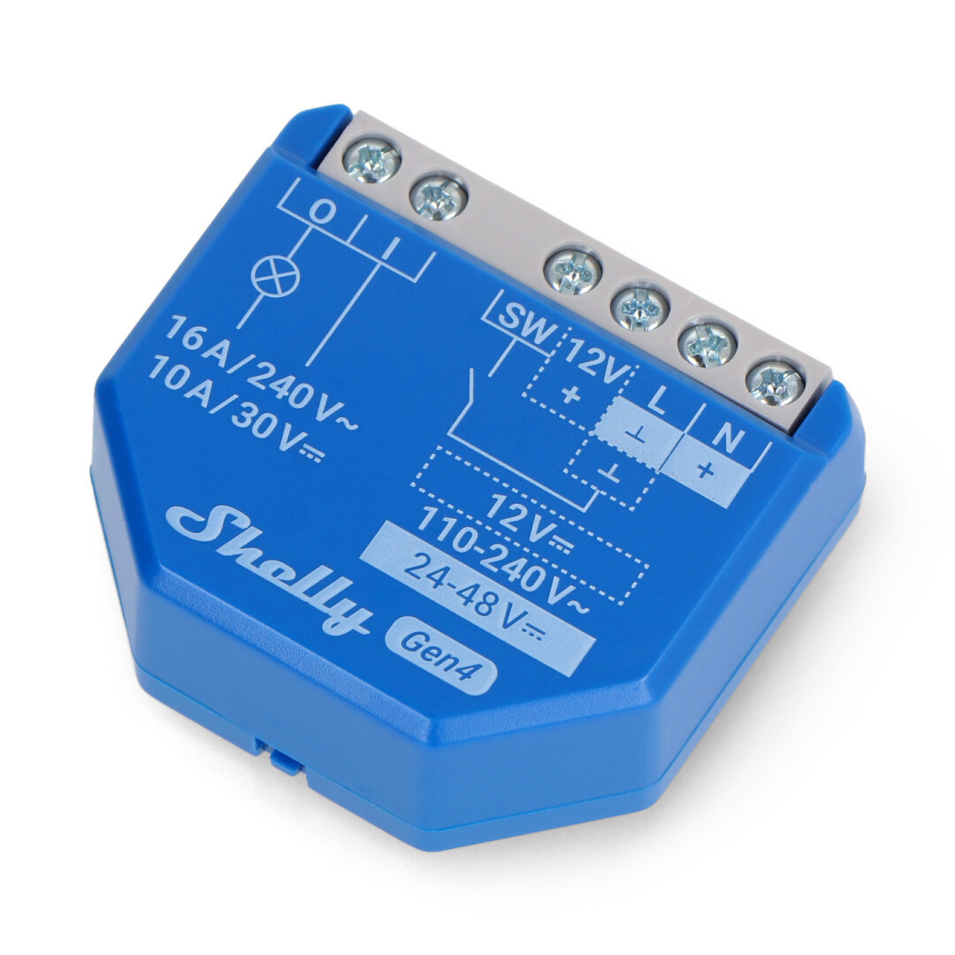 Shelly 1 Gen4 - przekaźnik WiFi/Bluetooth/ZigBee/Matter 16A - aplikacja Android/iOS