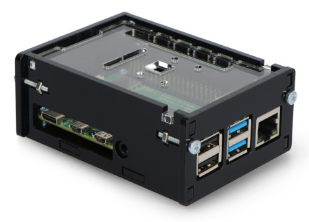 Obudowa do Raspberry Pi 4B z regulowanym mocowaniem na kamerę - czarna