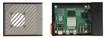 Argon Poly+ 5 ist ein schwarzes Gehäuse, das für den Minicomputer Raspberry Pi 5 entwickelt wurde